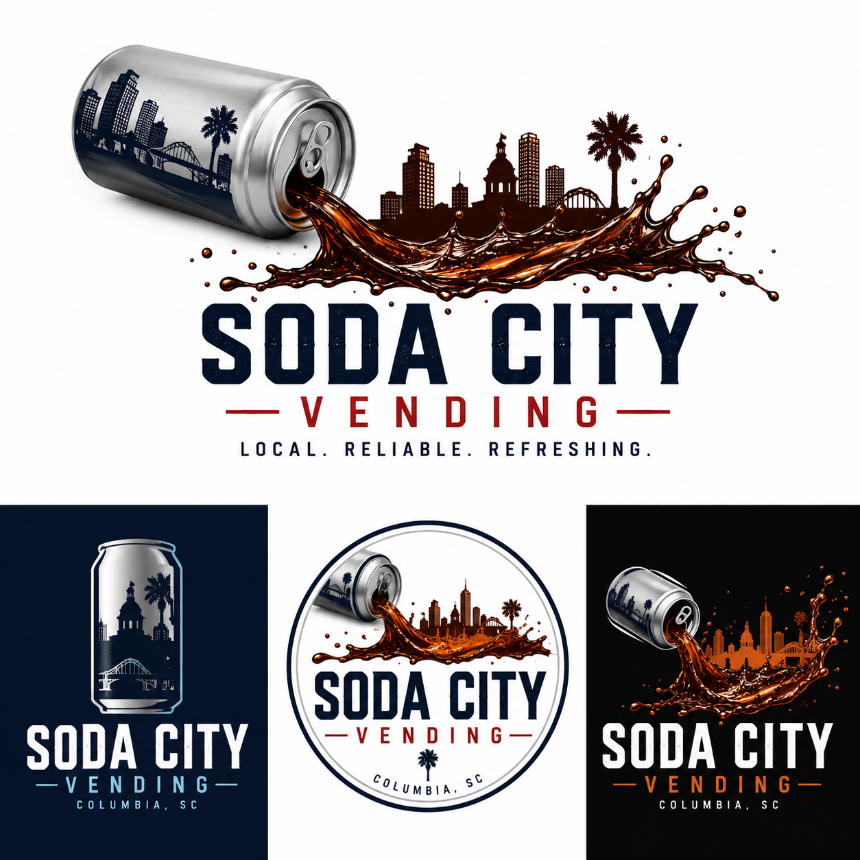 Soda City Vending brand mark — green neon treatment