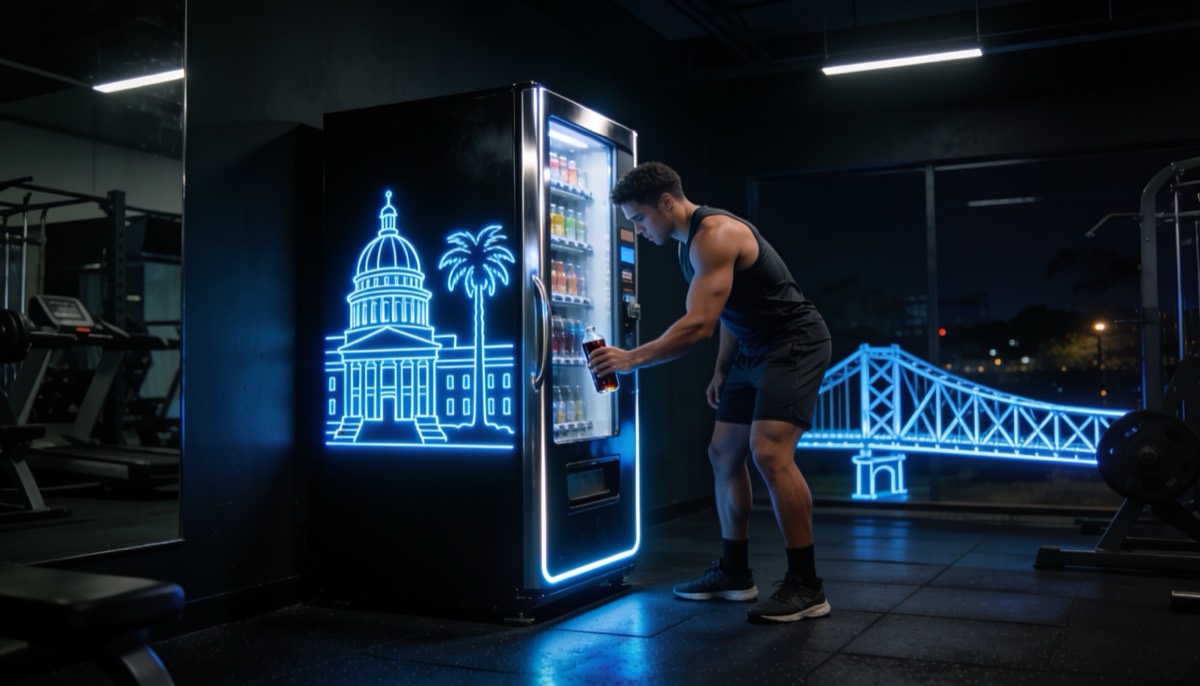 Soda City machine in a gym