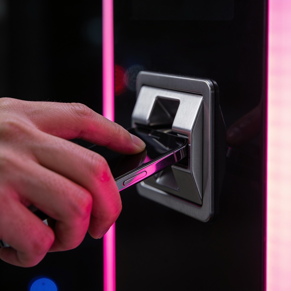 Tap-to-pay reader on a Soda City machine